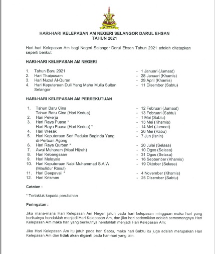 Portal Rasmi Pdt Kuala Selangor Cuti 2021